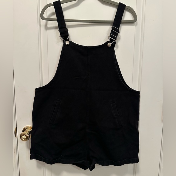 None Pants - Black Denim Overalls